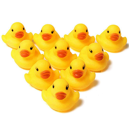 10 Pcs Creative Baby Kid Bath Time Duck Toys Yellow Soft Plastic Ducks Beach Toy