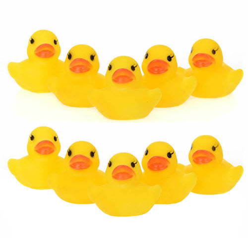 10 Pcs Creative Baby Kid Bath Time Duck Toys Yellow Soft Plastic Ducks Beach Toy