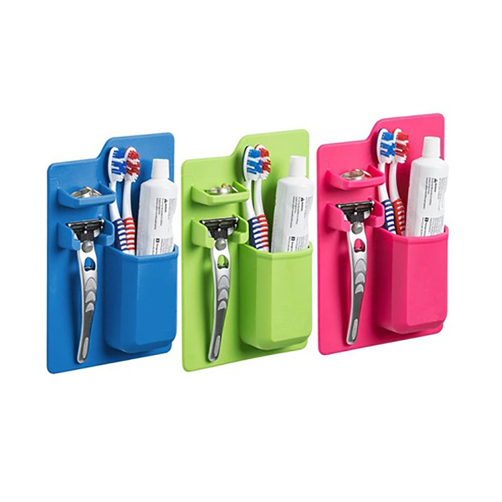 Bathroom Organizer Toothpaste Toothbrush Shaver Holder Solid Color Storage Rack