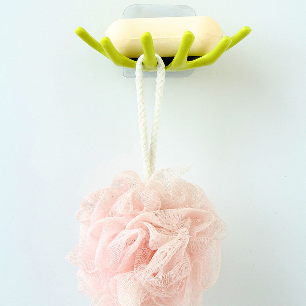 Bathroom Shower Sponge Storage Rack Hanger Wall Mount Soap Dish Tray Drain Holder