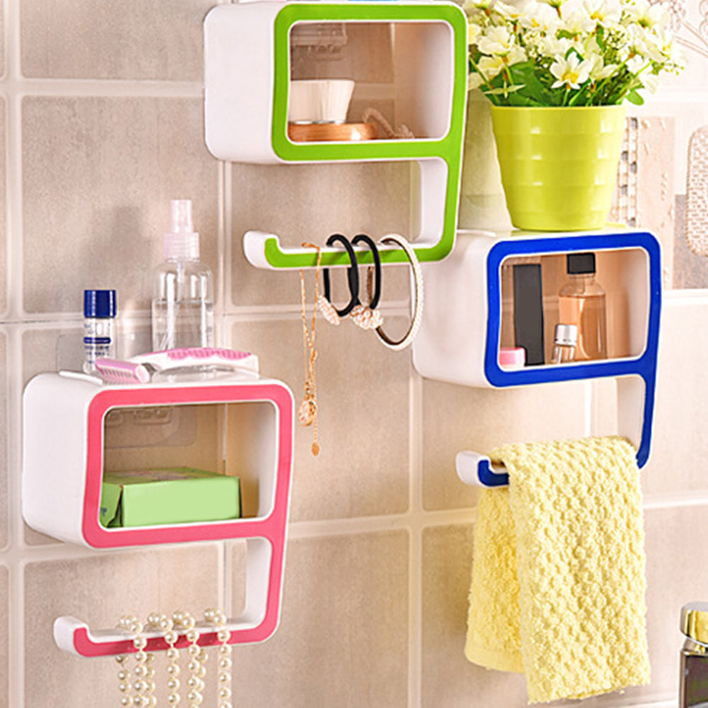 9 Shape Detachable Wall Hanging Storage Rack Bathroom Towel Organizer Holder