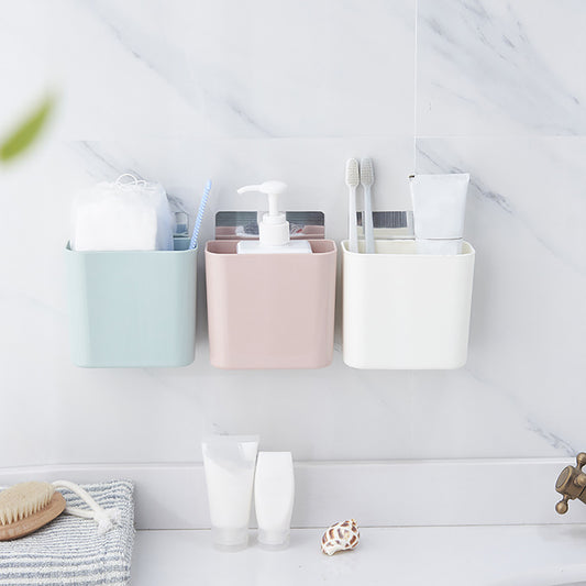 Nordic Wall Mounted Adhesive Storage Rack Basket Case Holder Bathroom Organizer