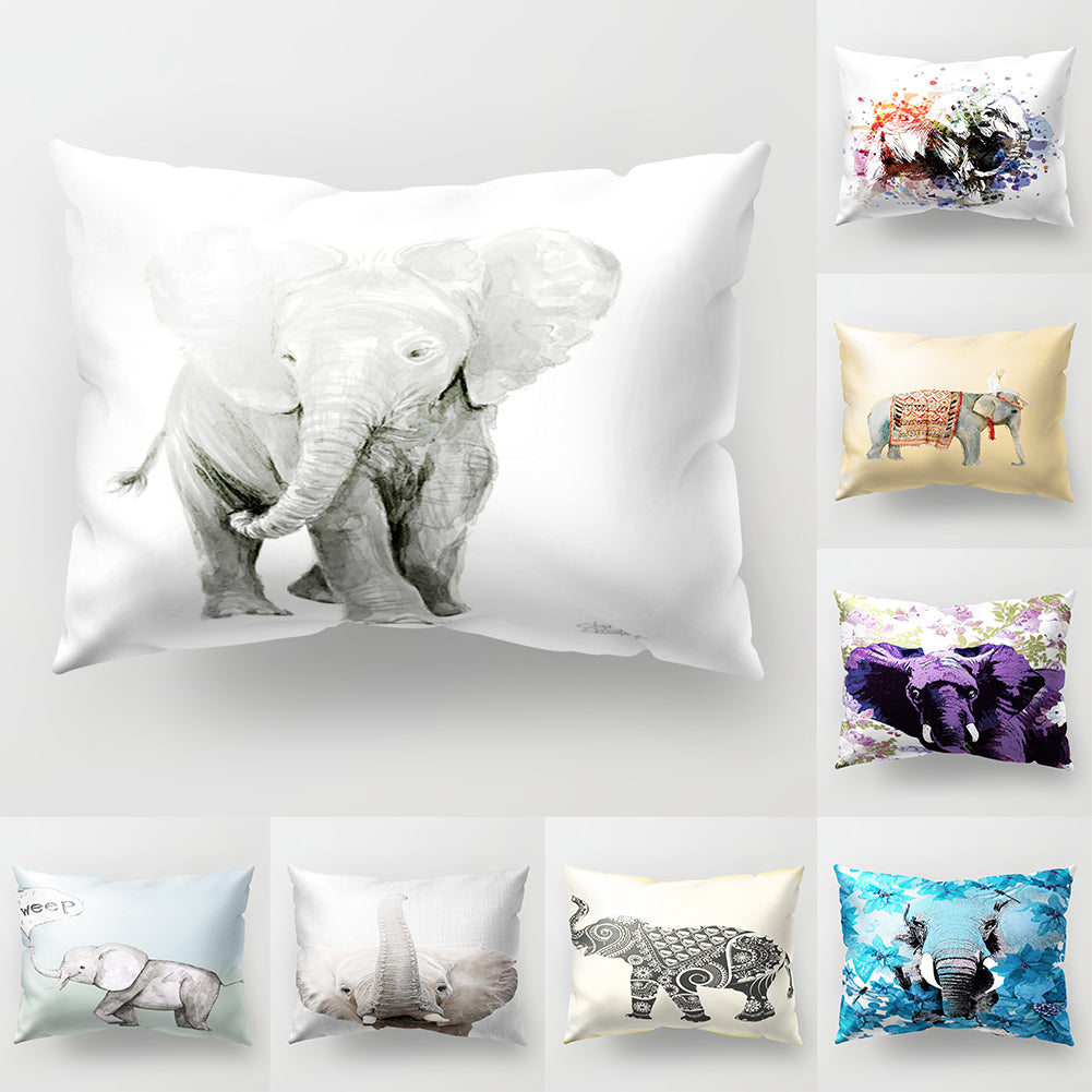 Animal Smart Elephant Throw Pillow Case Sofa Bed Cushion Cover Home Cafe Decor