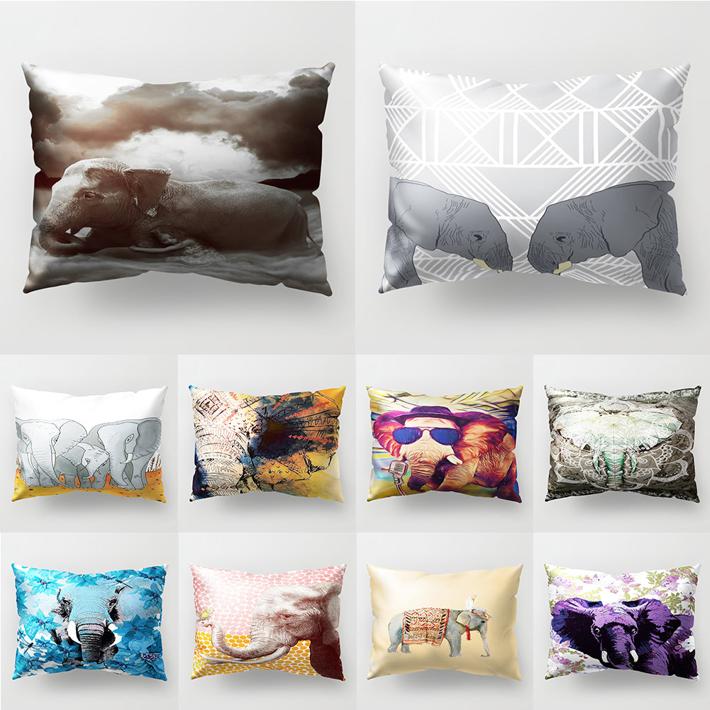 Animal Smart Elephant Throw Pillow Case Sofa Bed Cushion Cover Home Cafe Decor