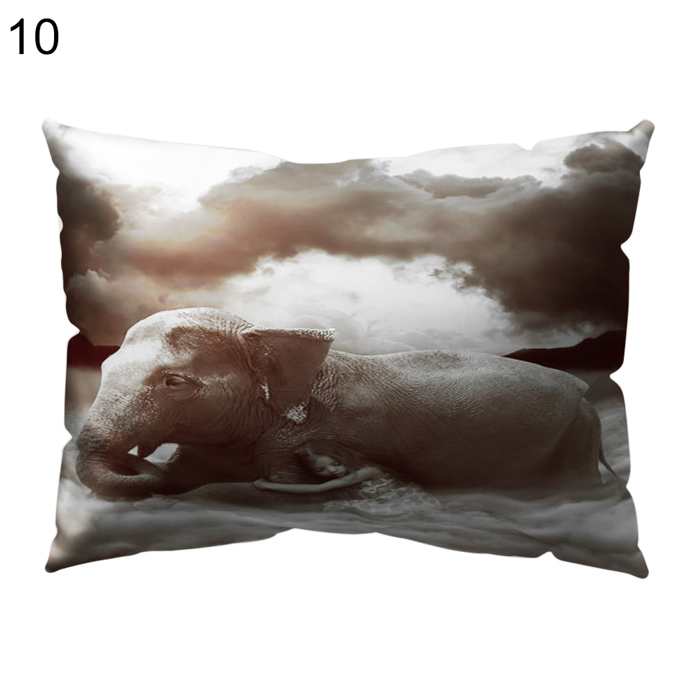 Animal Smart Elephant Throw Pillow Case Sofa Bed Cushion Cover Home Cafe Decor