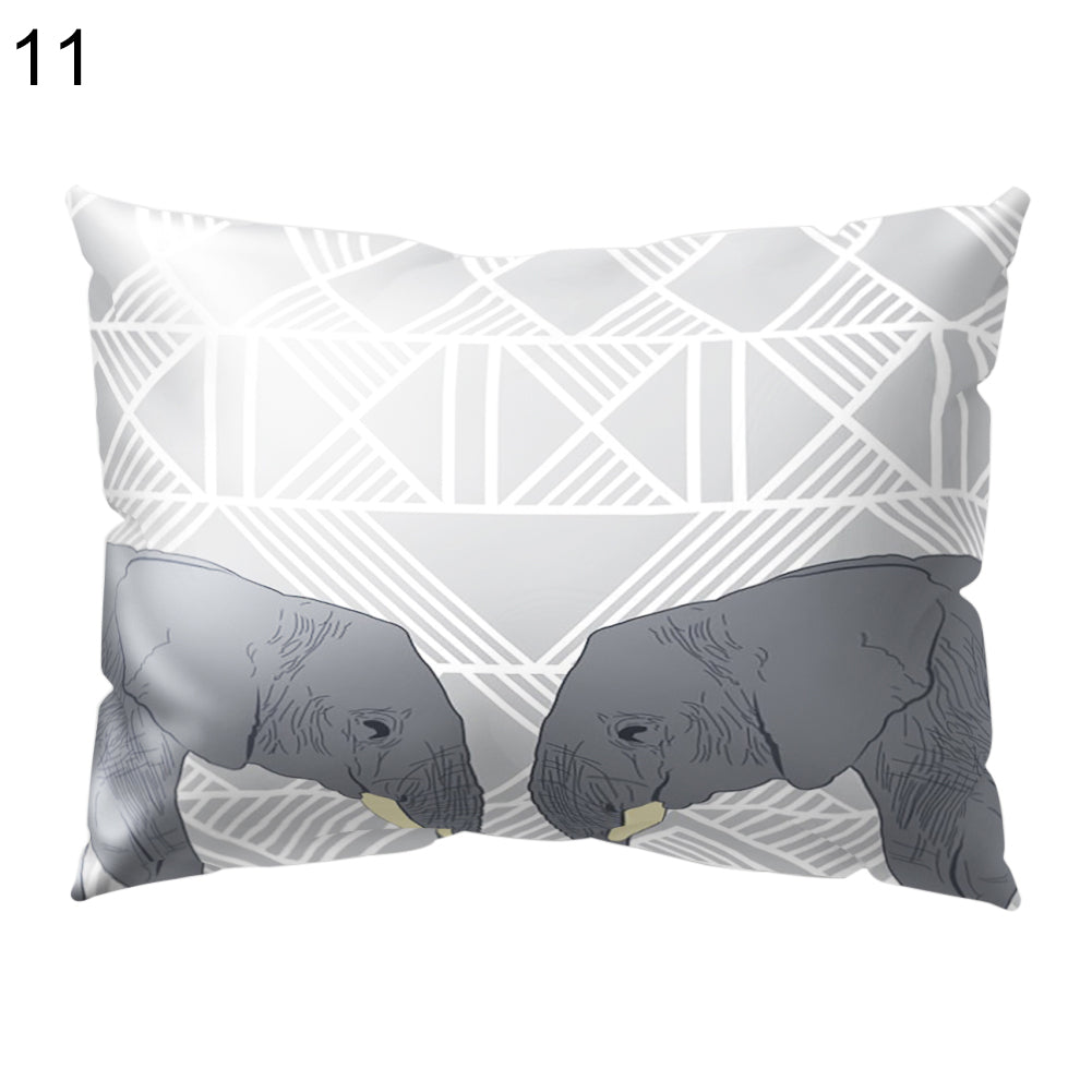 Animal Smart Elephant Throw Pillow Case Sofa Bed Cushion Cover Home Cafe Decor