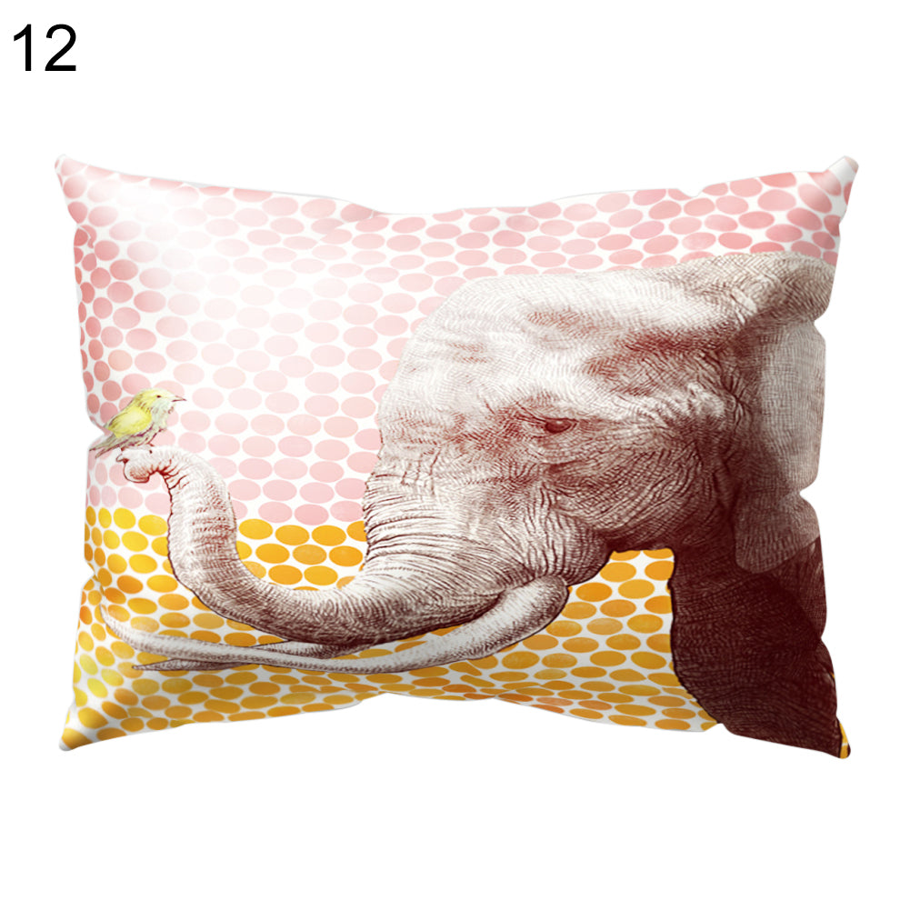Animal Smart Elephant Throw Pillow Case Sofa Bed Cushion Cover Home Cafe Decor