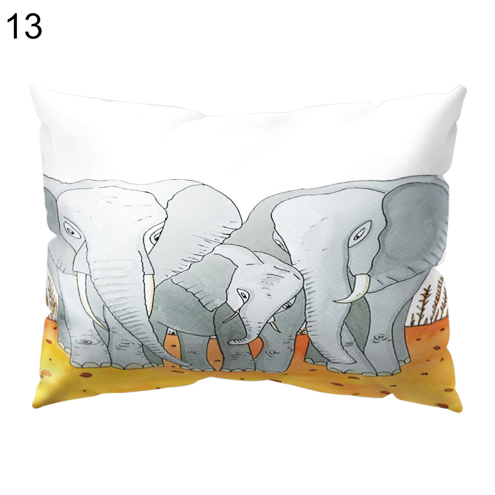 Animal Smart Elephant Throw Pillow Case Sofa Bed Cushion Cover Home Cafe Decor