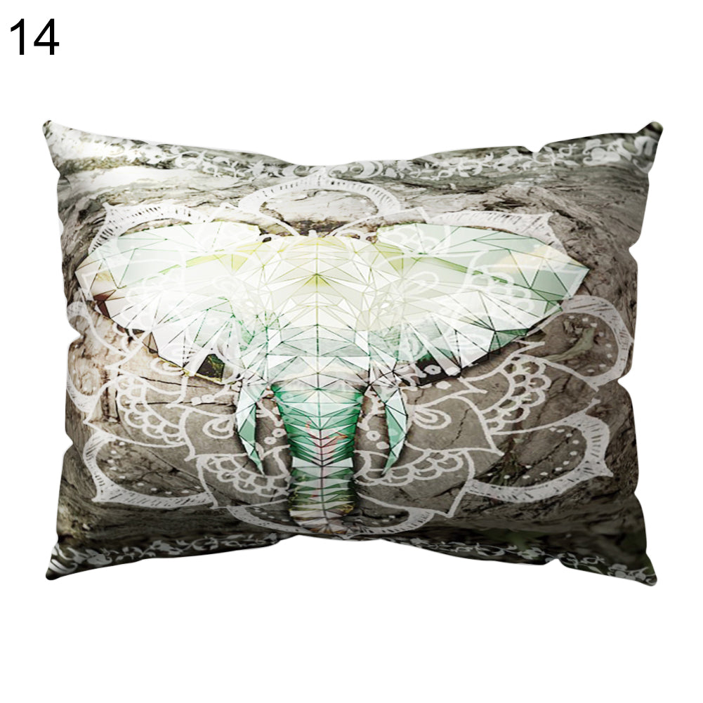 Animal Smart Elephant Throw Pillow Case Sofa Bed Cushion Cover Home Cafe Decor