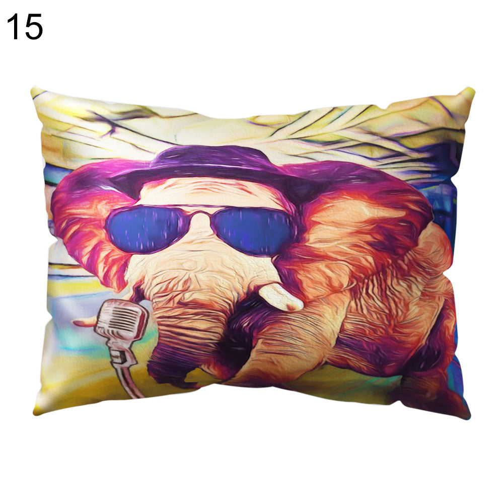 Animal Smart Elephant Throw Pillow Case Sofa Bed Cushion Cover Home Cafe Decor
