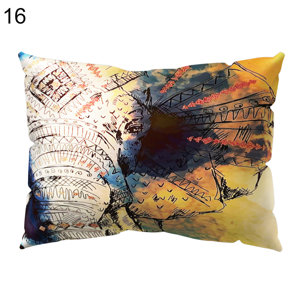 Animal Smart Elephant Throw Pillow Case Sofa Bed Cushion Cover Home Cafe Decor