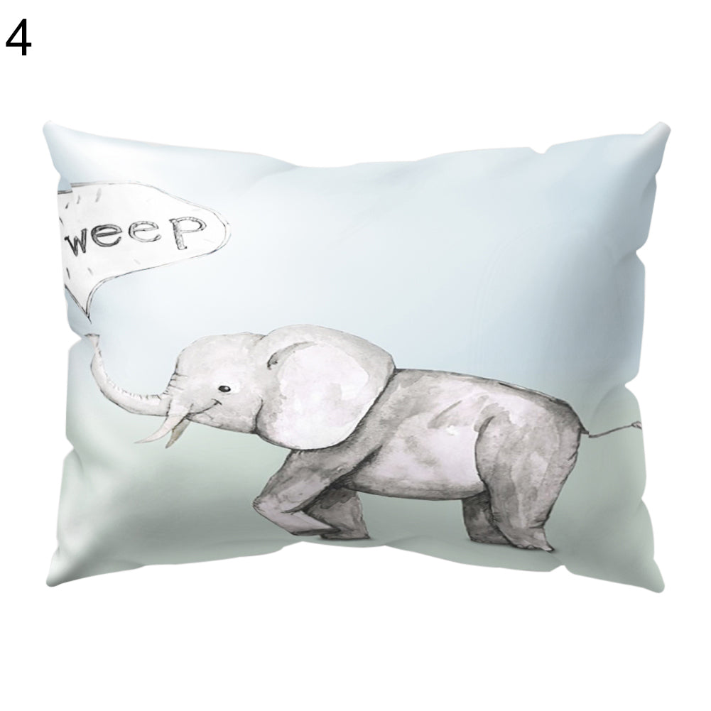 Animal Smart Elephant Throw Pillow Case Sofa Bed Cushion Cover Home Cafe Decor