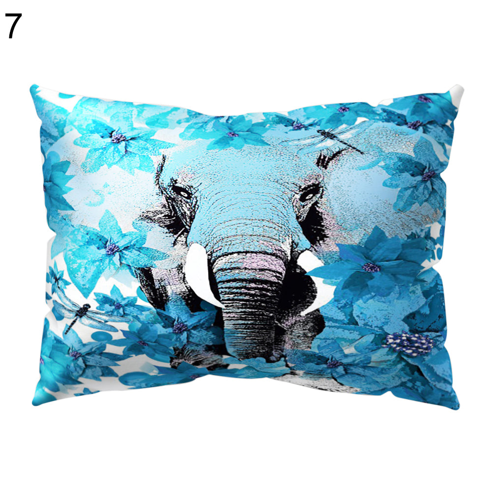 Animal Smart Elephant Throw Pillow Case Sofa Bed Cushion Cover Home Cafe Decor