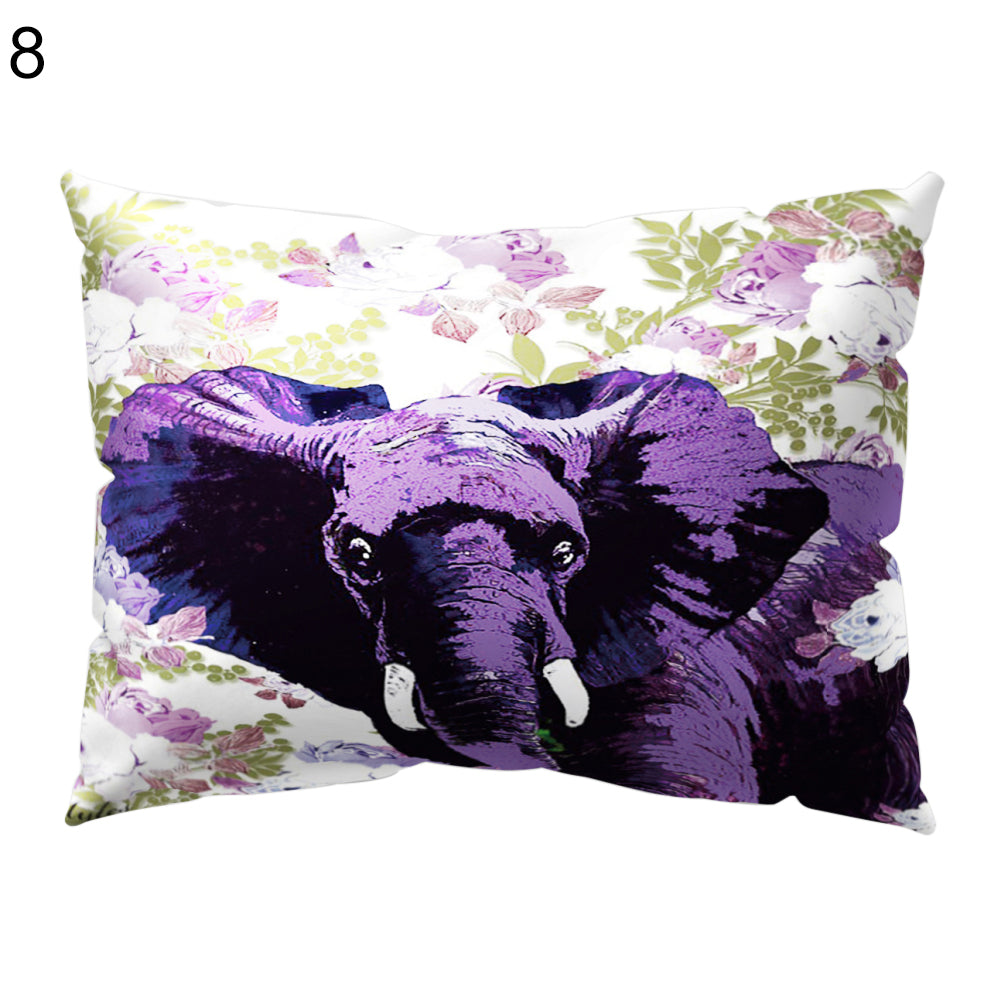Animal Smart Elephant Throw Pillow Case Sofa Bed Cushion Cover Home Cafe Decor