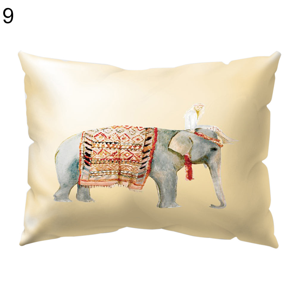 Animal Smart Elephant Throw Pillow Case Sofa Bed Cushion Cover Home Cafe Decor