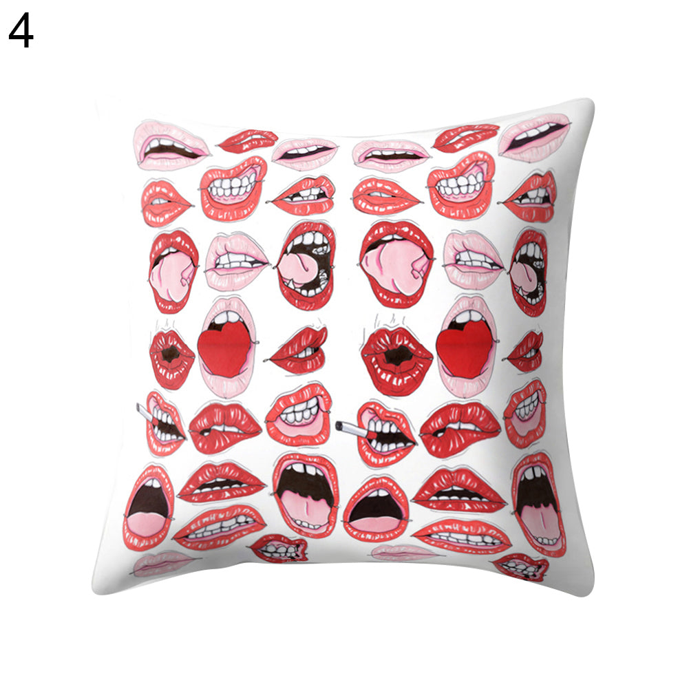 Sexy Lip Peach Skin Cushion Cover Square Throw Pillowcase Coffee House Bar Decor