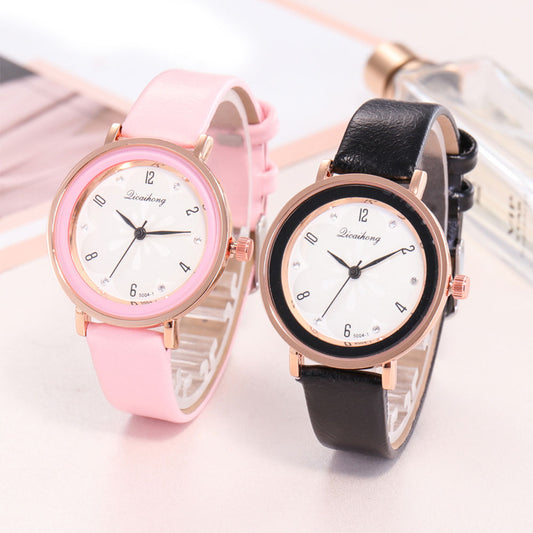 Women Fashion Rhinestone Inlaid Quartz Arabic Numbers Shopping Date Wrist Watch