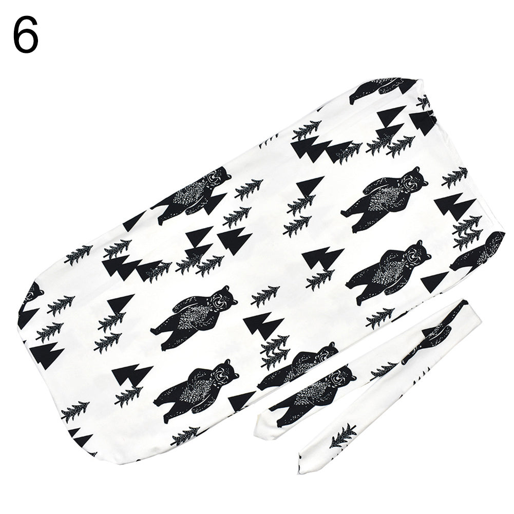 Fashion Printed Infant Newborn Baby Wrap Blanket Swaddle Sleeping Bag + Headband