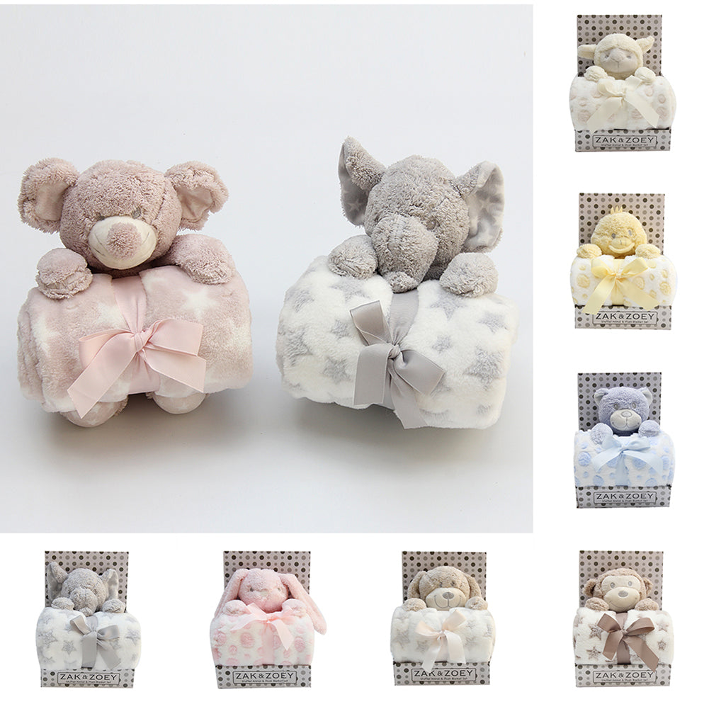 Baby Infants Soothing Blanket Cute Animal Monkey Bear Plush Stuffed Doll Toys