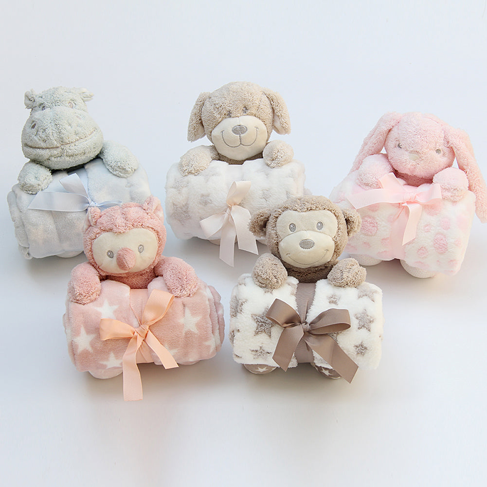 Baby Infants Soothing Blanket Cute Animal Monkey Bear Plush Stuffed Doll Toys