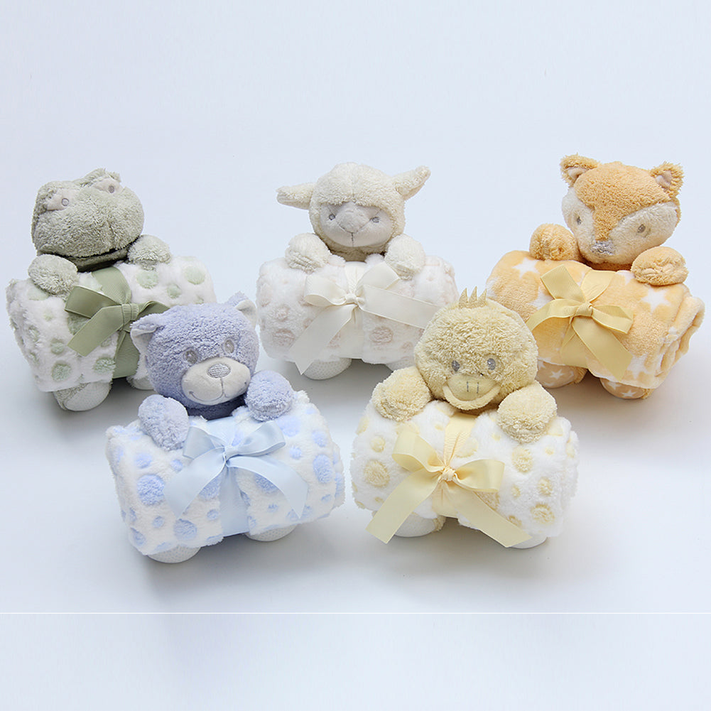 Baby Infants Soothing Blanket Cute Animal Monkey Bear Plush Stuffed Doll Toys