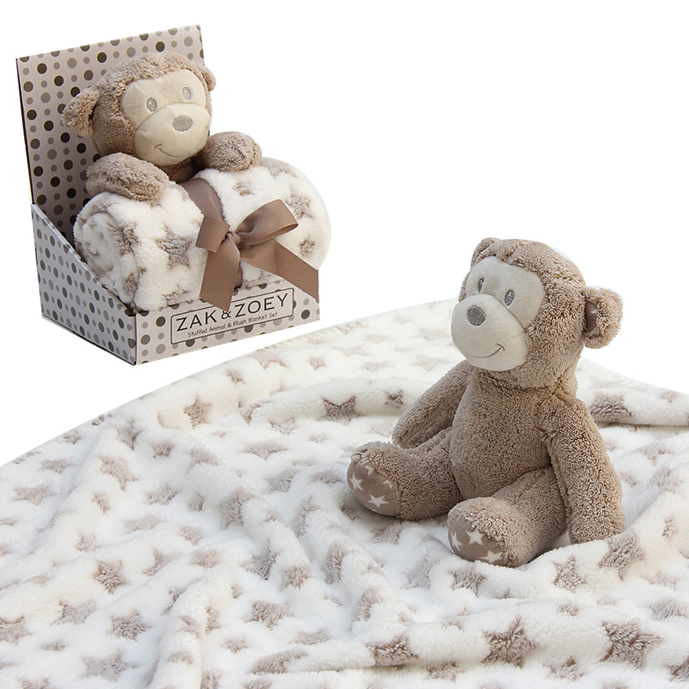 Baby Infants Soothing Blanket Cute Animal Monkey Bear Plush Stuffed Doll Toys
