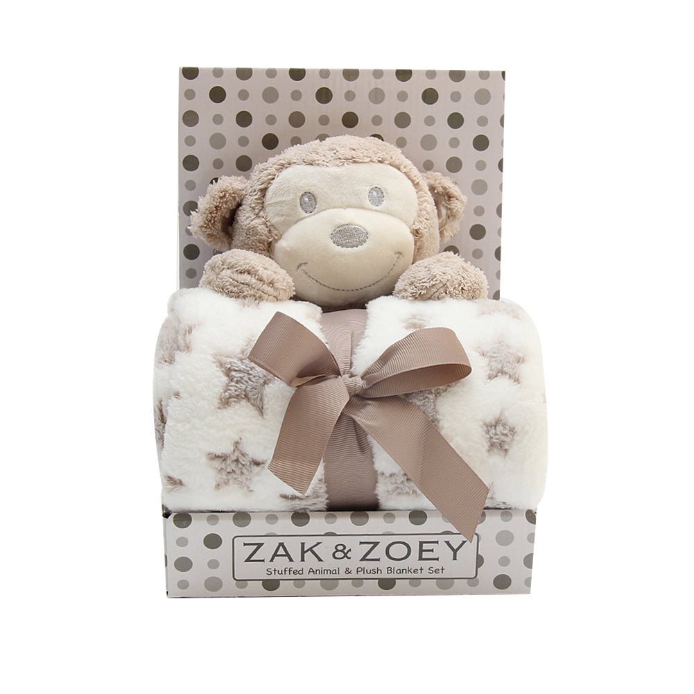 Baby Infants Soothing Blanket Cute Animal Monkey Bear Plush Stuffed Doll Toys