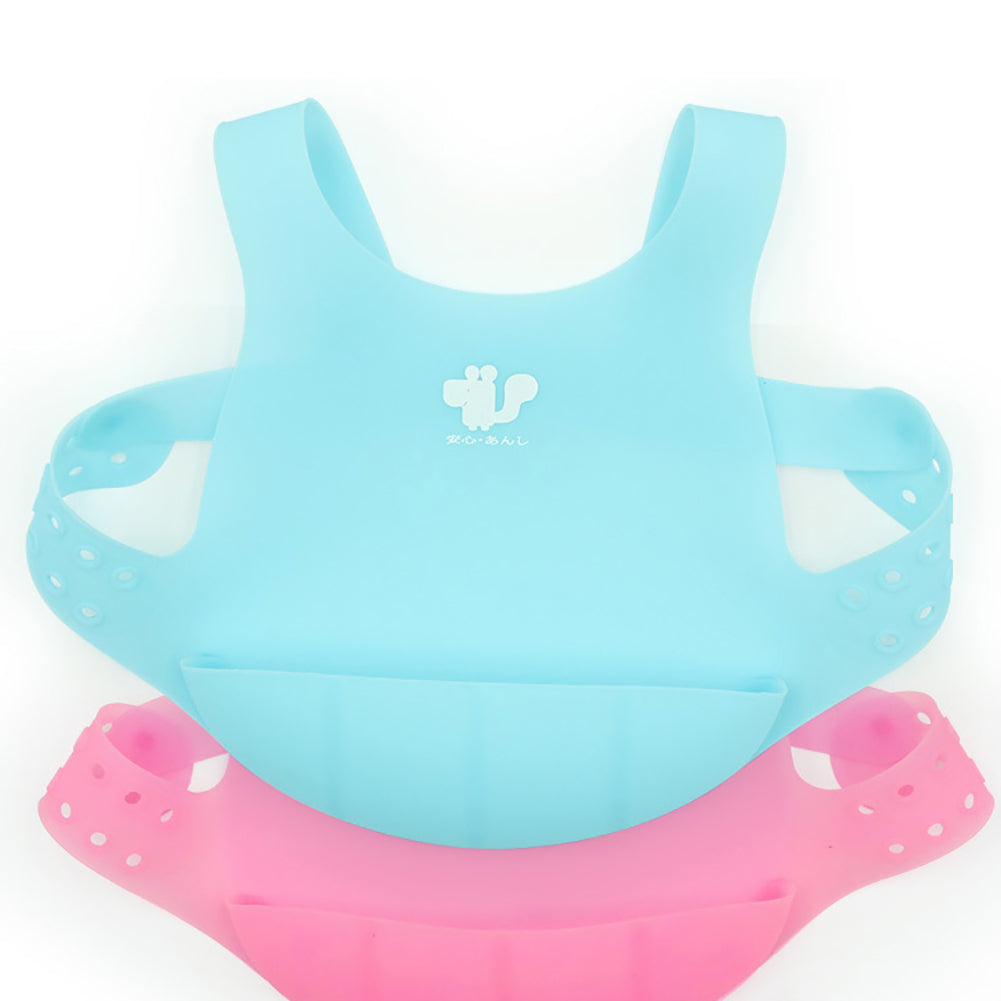 Kids Toddler Soft Silicone Adjustable Waterproof Smock Bibs Apron Feeding Tool