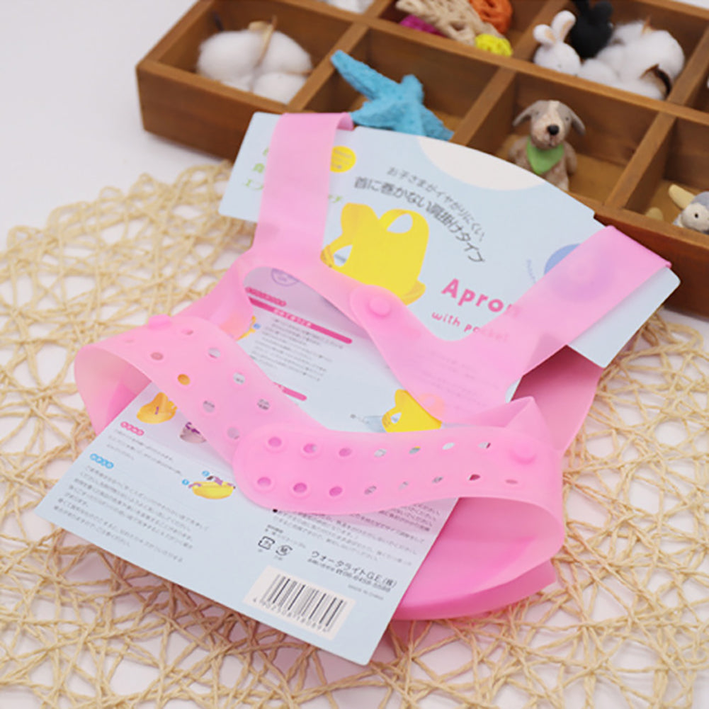 Kids Toddler Soft Silicone Adjustable Waterproof Smock Bibs Apron Feeding Tool