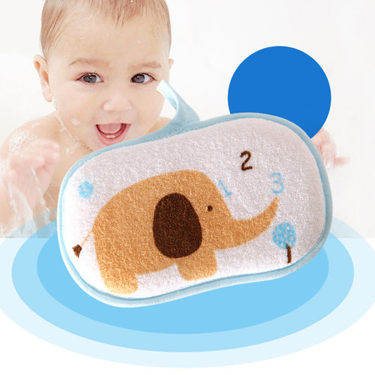 Newborn Baby Bath Sponge Cartoon Elephant Rubbing Body Wash Towel Shower Tools