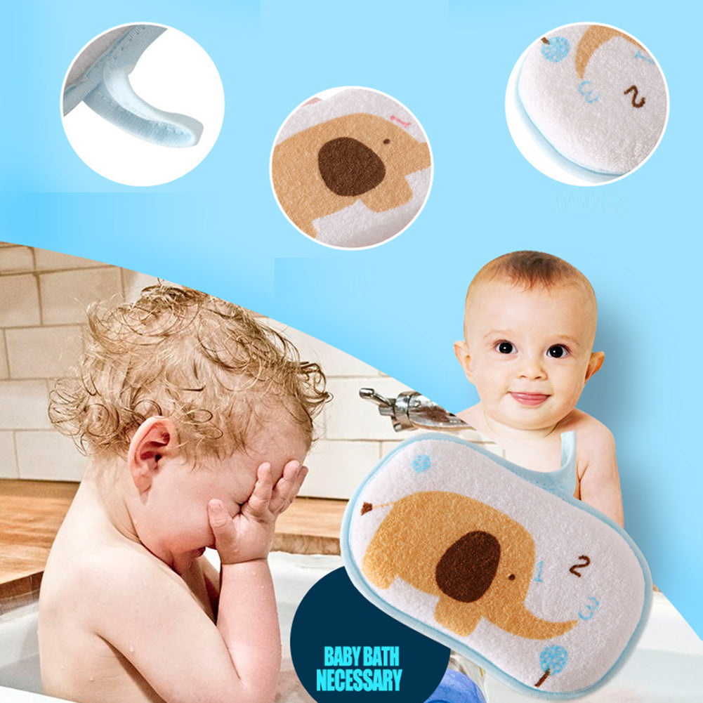 Newborn Baby Bath Sponge Cartoon Elephant Rubbing Body Wash Towel Shower Tools