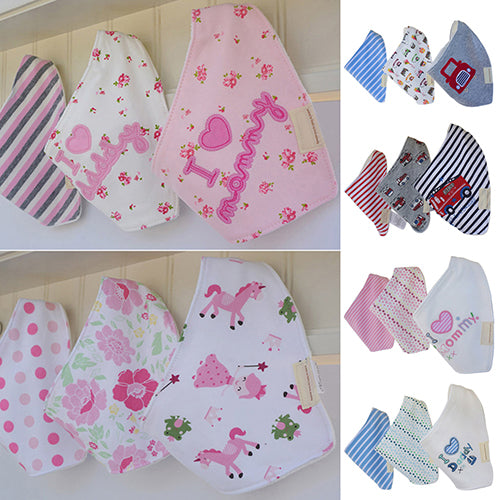 3Pcs Baby Boys Girls Bibs Toddler Bandana Triangle Head Scarf Cute Saliva Towel