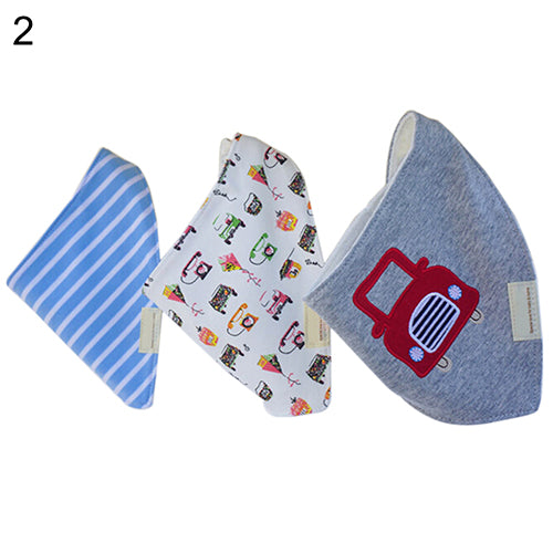 3Pcs Baby Boys Girls Bibs Toddler Bandana Triangle Head Scarf Cute Saliva Towel