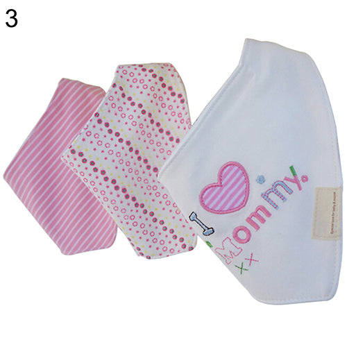 3Pcs Baby Boys Girls Bibs Toddler Bandana Triangle Head Scarf Cute Saliva Towel