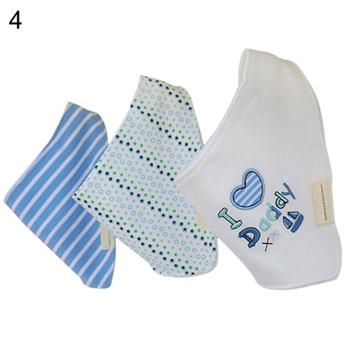 3Pcs Baby Boys Girls Bibs Toddler Bandana Triangle Head Scarf Cute Saliva Towel