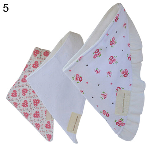 3Pcs Baby Boys Girls Bibs Toddler Bandana Triangle Head Scarf Cute Saliva Towel