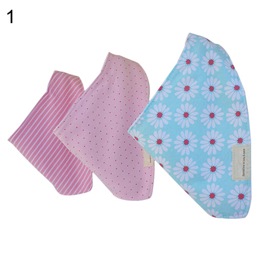 3Pcs Baby Boys Girls Bibs Toddler Bandana Triangle Head Scarf Cute Saliva Towel