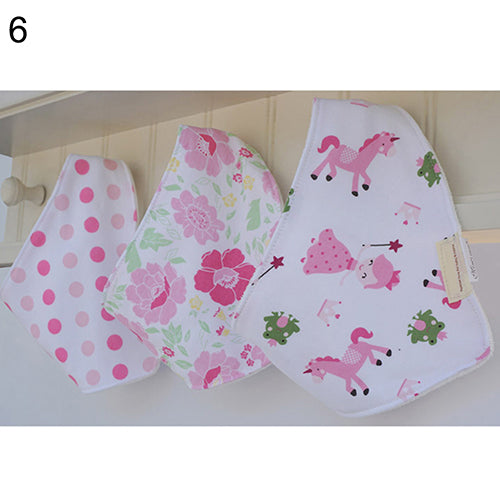 3Pcs Baby Boys Girls Bibs Toddler Bandana Triangle Head Scarf Cute Saliva Towel