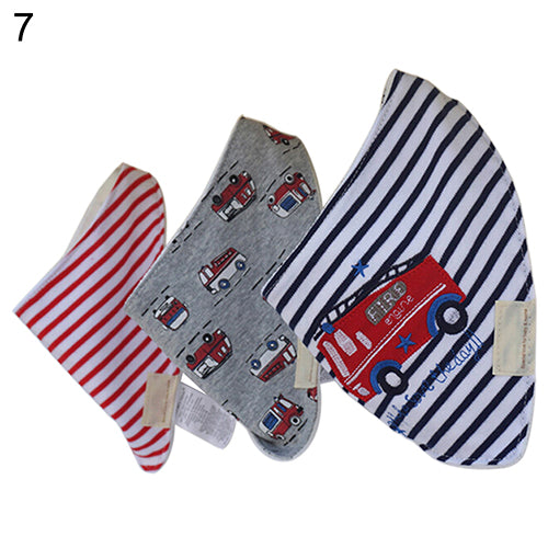 3Pcs Baby Boys Girls Bibs Toddler Bandana Triangle Head Scarf Cute Saliva Towel