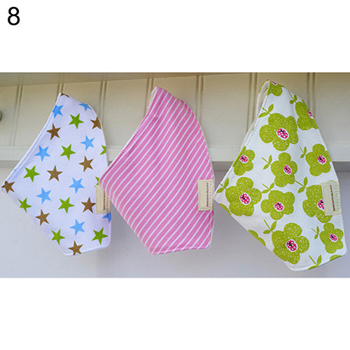 3Pcs Baby Boys Girls Bibs Toddler Bandana Triangle Head Scarf Cute Saliva Towel