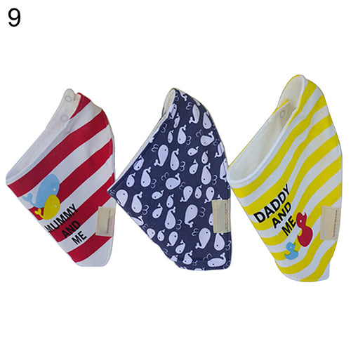 3Pcs Baby Boys Girls Bibs Toddler Bandana Triangle Head Scarf Cute Saliva Towel