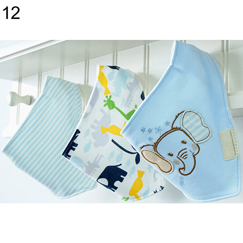 3Pcs Baby Boys Girls Bibs Toddler Bandana Triangle Head Scarf Cute Saliva Towel