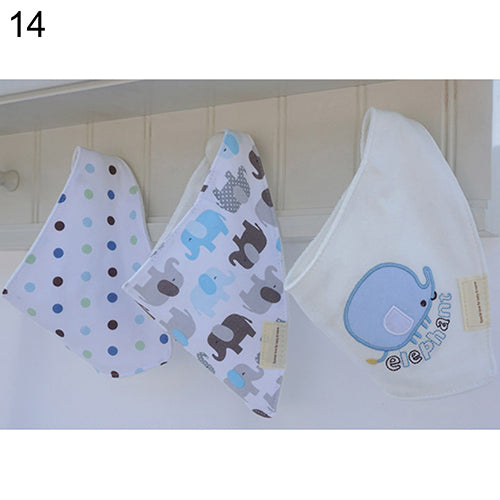3Pcs Baby Boys Girls Bibs Toddler Bandana Triangle Head Scarf Cute Saliva Towel