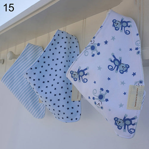 3Pcs Baby Boys Girls Bibs Toddler Bandana Triangle Head Scarf Cute Saliva Towel