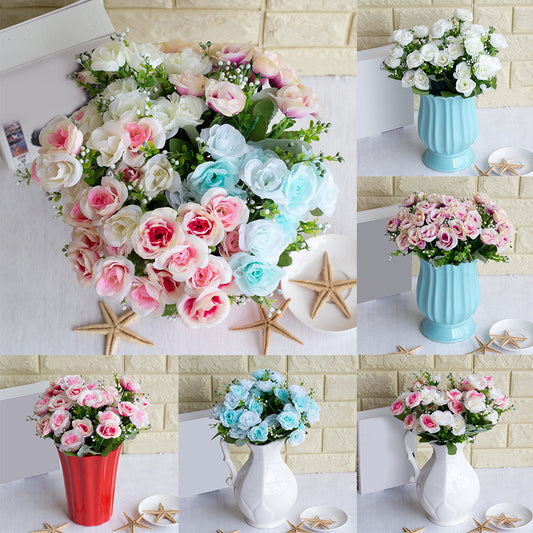 14 Heads/1 Pc Artificial Rose Flowers Bridal Bouquet Wedding Party Home Decor