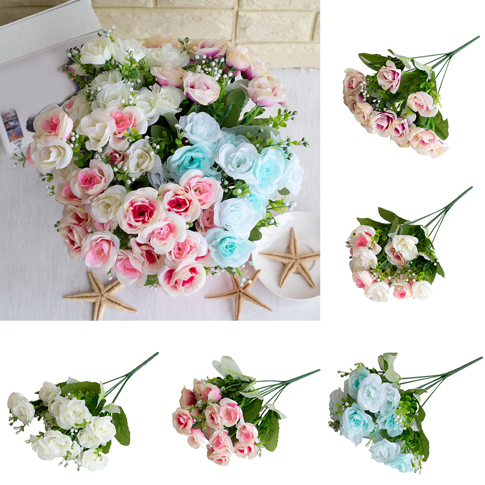 14 Heads/1 Pc Artificial Rose Flowers Bridal Bouquet Wedding Party Home Decor