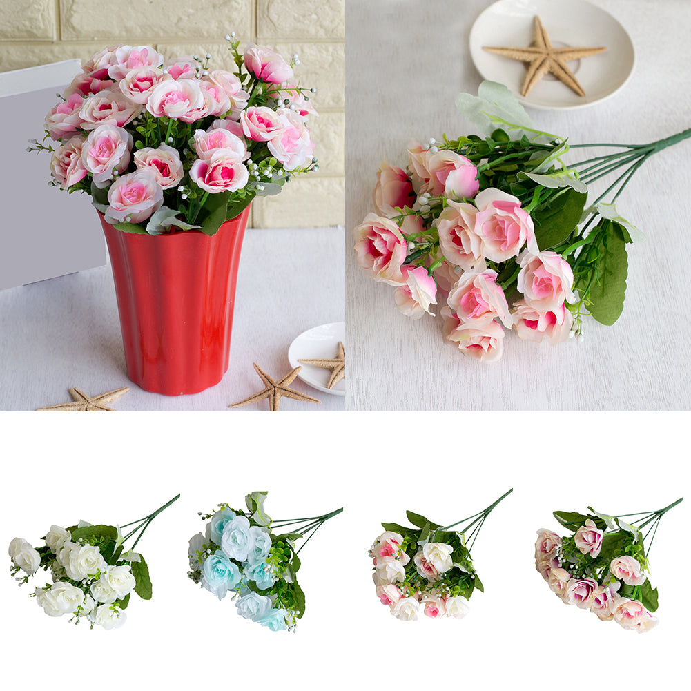 14 Heads/1 Pc Artificial Rose Flowers Bridal Bouquet Wedding Party Home Decor