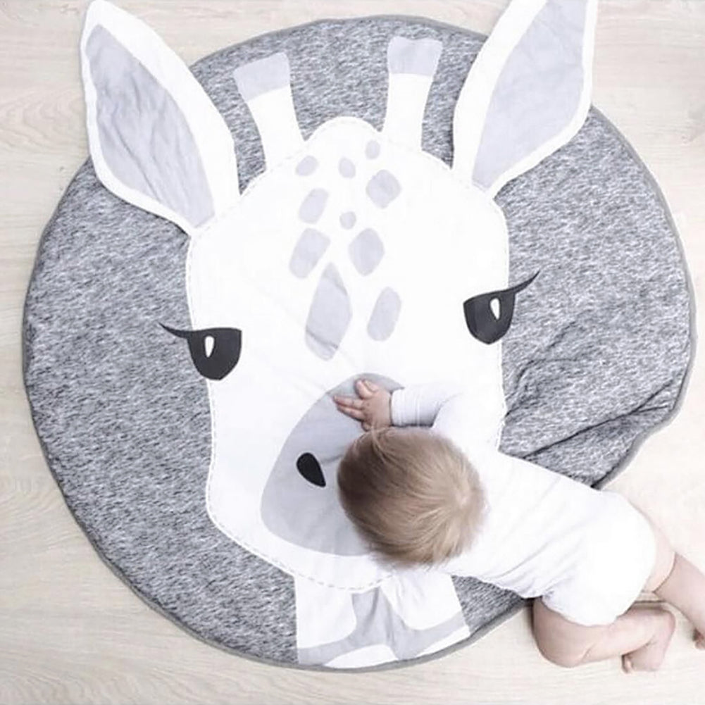 Toddler Cartoon Giraffe Head Play Floor Mat Baby Crawling Blanket Room Decor
