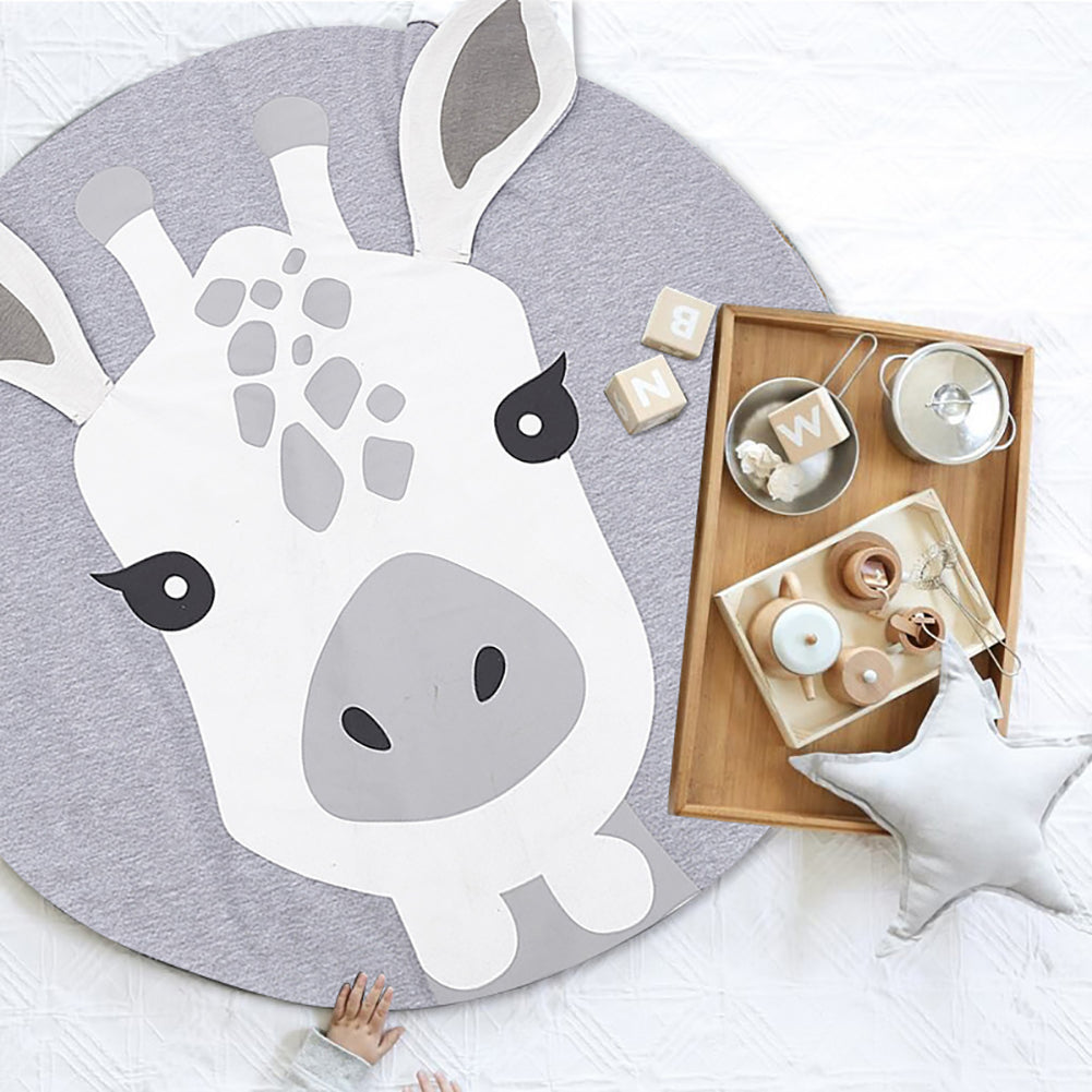 Toddler Cartoon Giraffe Head Play Floor Mat Baby Crawling Blanket Room Decor