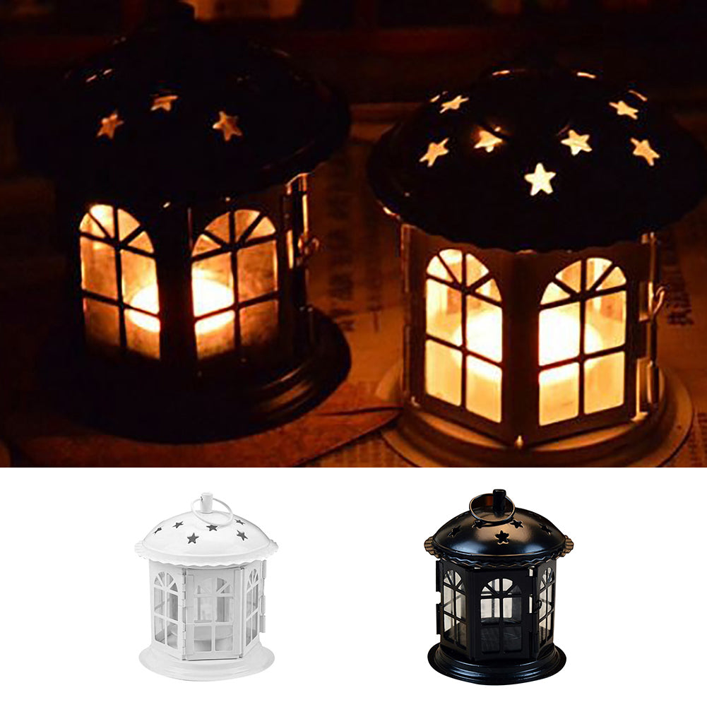 Retro Iron Candle Holder Tealight Candlestick Hanging Lantern Bird Cage Decor
